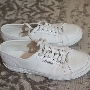 Superga Classic White Lace-Up Sneakers